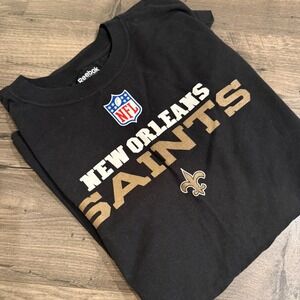 Reebok New Orleans Saints NFL T-Shirt Mens XL Black Short Sleeve NFC South Logo